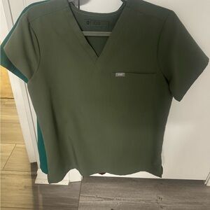 Figs Forest Green V-Neck Scrub Top